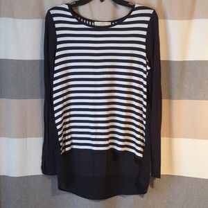 MK Navy/White Stripe Top